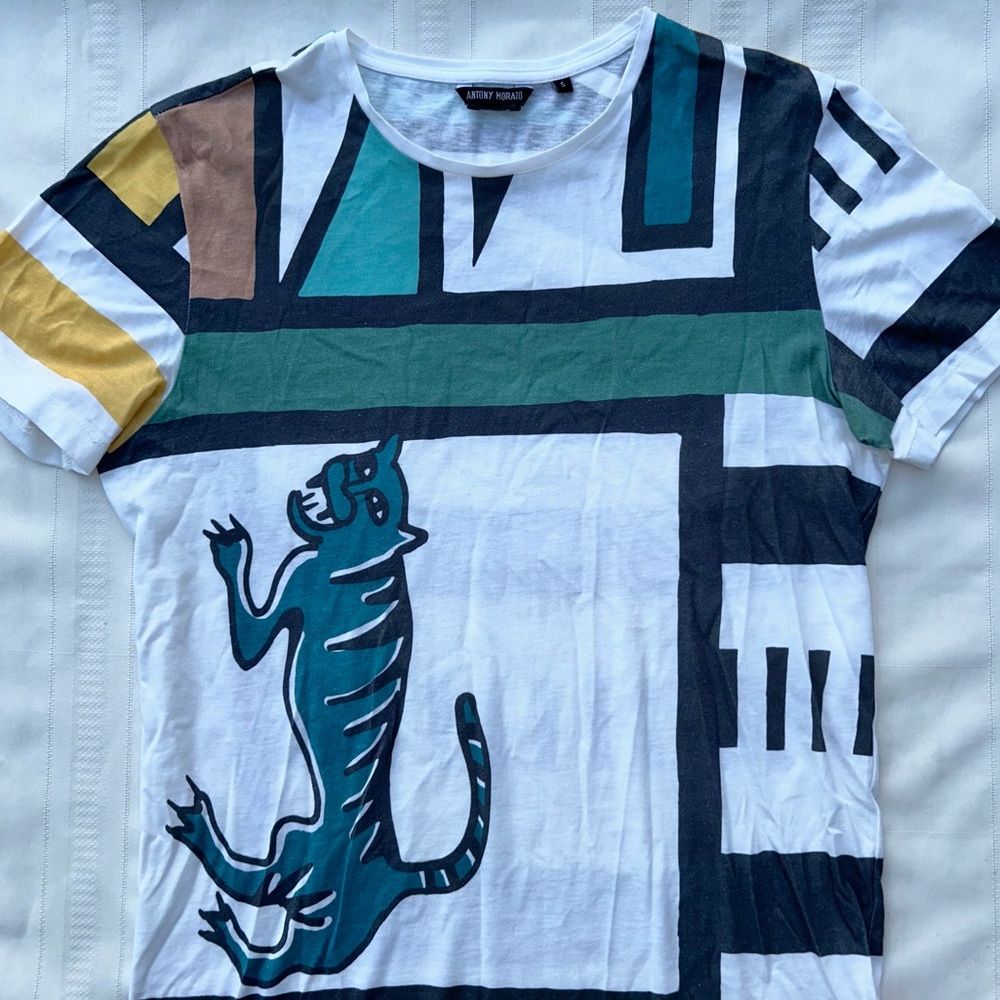 Antony Morato tee t-shirt tiger graphic print white cotton men’s size small